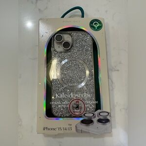 iPhone 15-14-13 Kaleidoscope Crystal Glitter Phone Case w/Lens Protectors-NIB